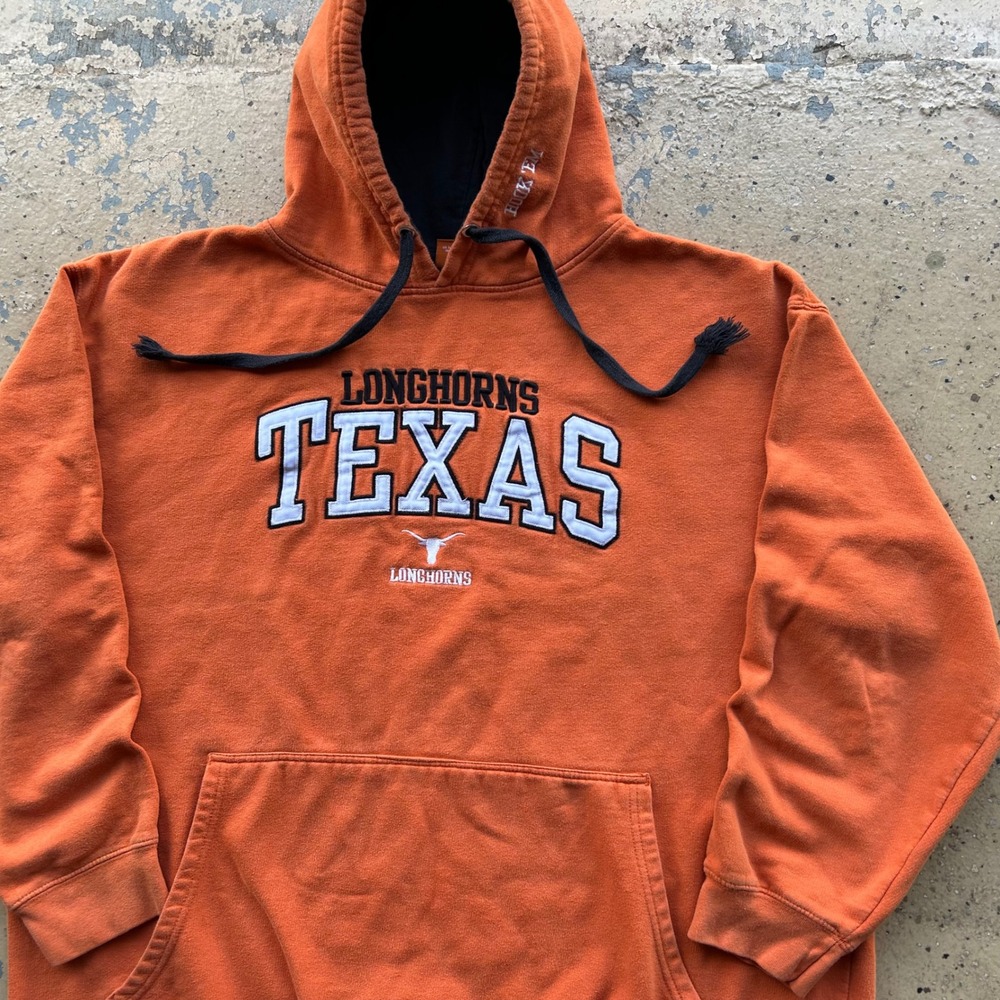 2000s Texas Longhorns Hoodie Mens XL Burnt Orange Embroidered Hook Em Pullover